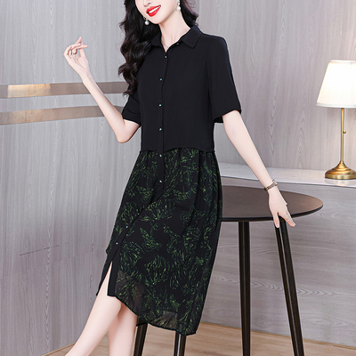 假两件气质遮肚大码长裙