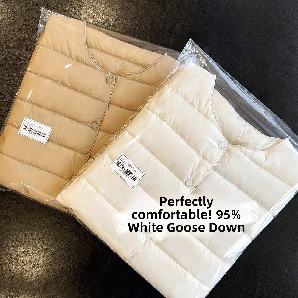 高端奢华大牌95白鹅绒内胆轻薄款马甲外套保暖内搭打底羽绒服女冬
