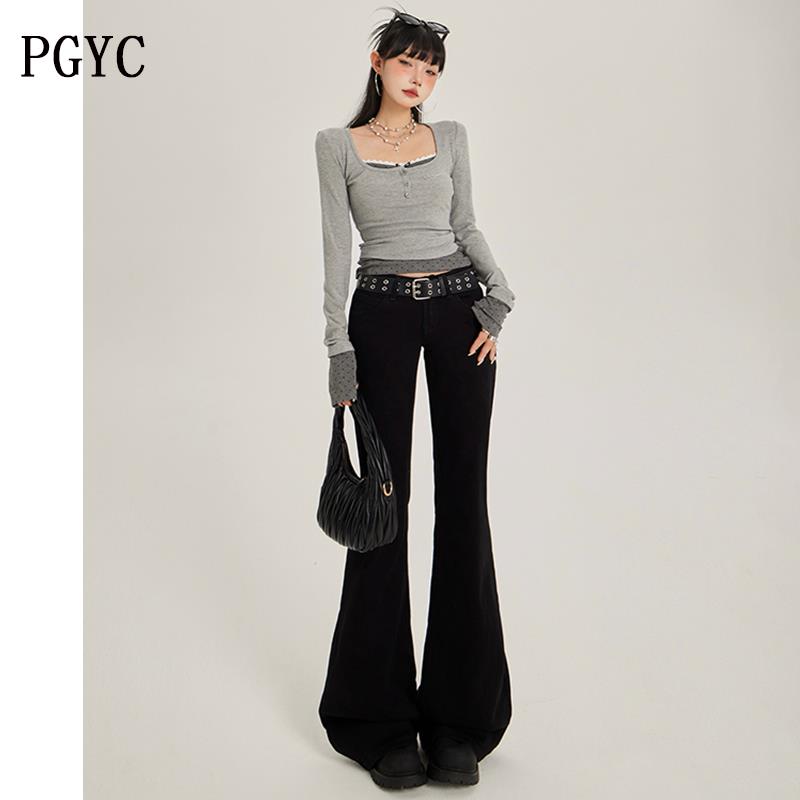 美式辣妹微喇牛仔裤女2025春季新款低腰宽松显瘦弹力百搭阔腿裤子