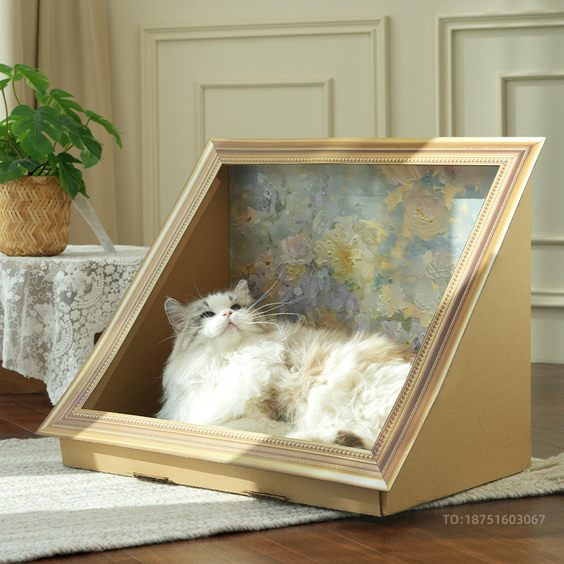 网红猫咪画框猫抓板立式磨爪子半封闭油画猫窝拍照打卡猫玩具用品