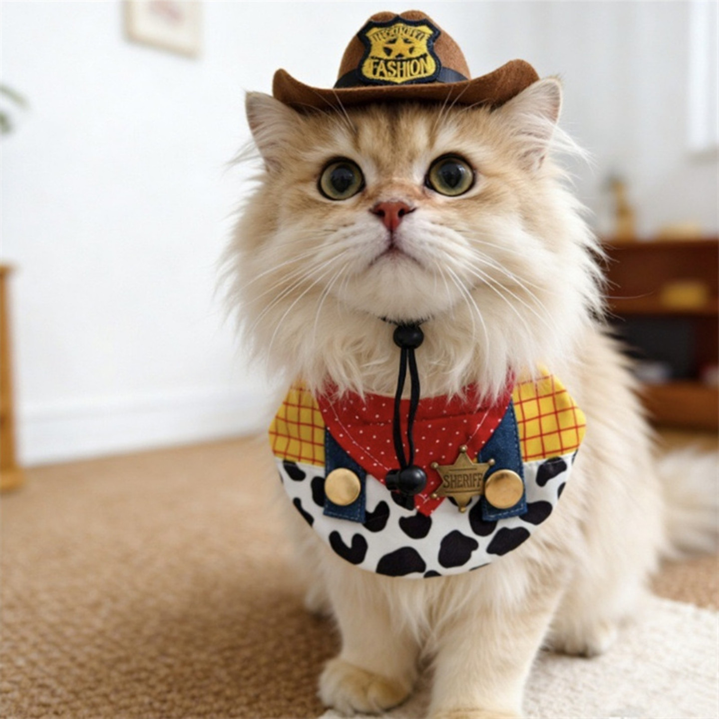 猫咪西部牛仔围嘴帽子可爱帅气围巾狗狗口水巾小型犬变装衣服配饰