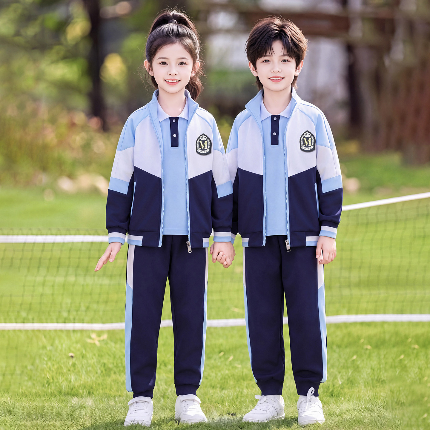 幼儿园园服春秋新款运动针织衫三件套春秋款运动会小学生班服校服