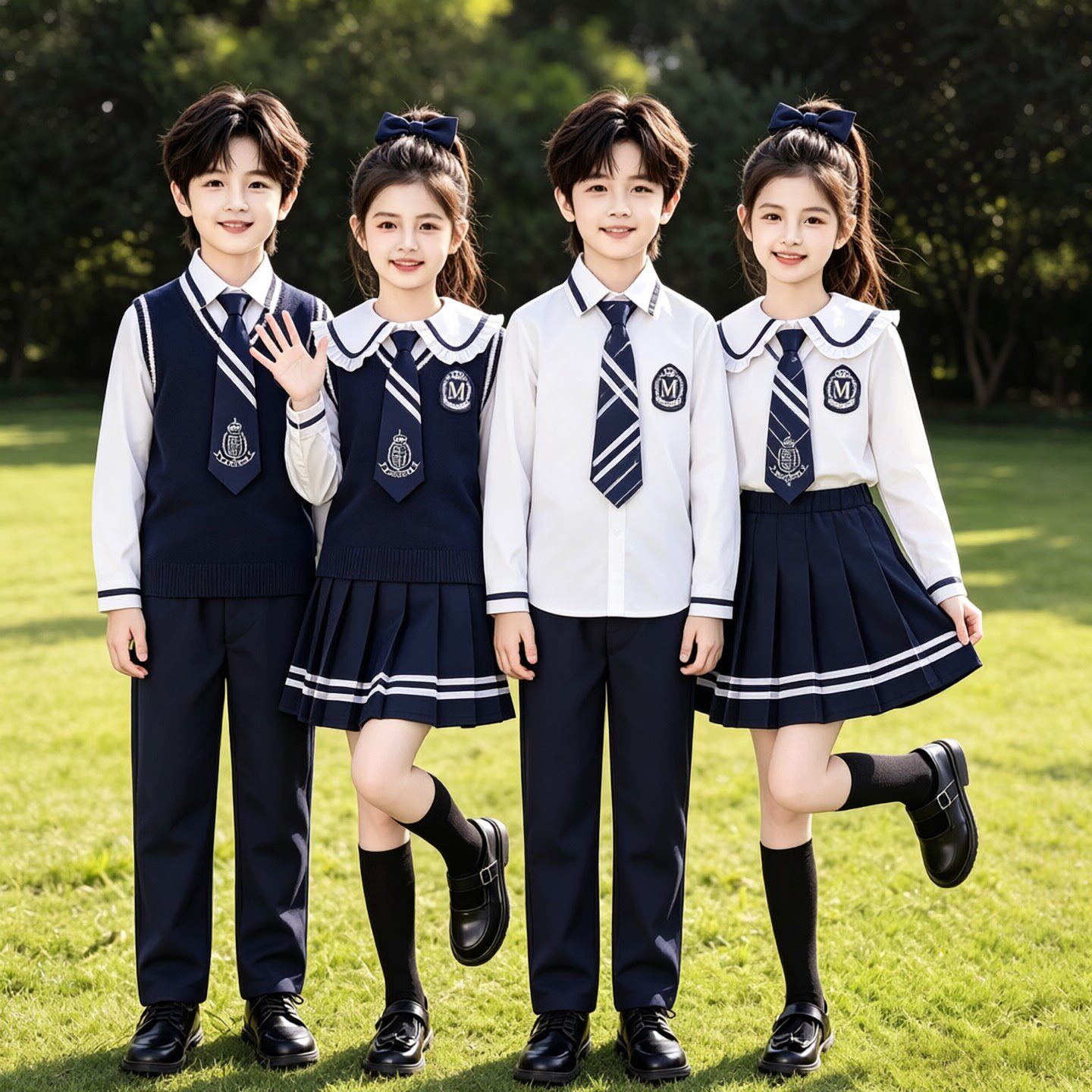 儿童演出服幼儿园园服英伦风一年级班服小学生春秋夏装合唱表演服