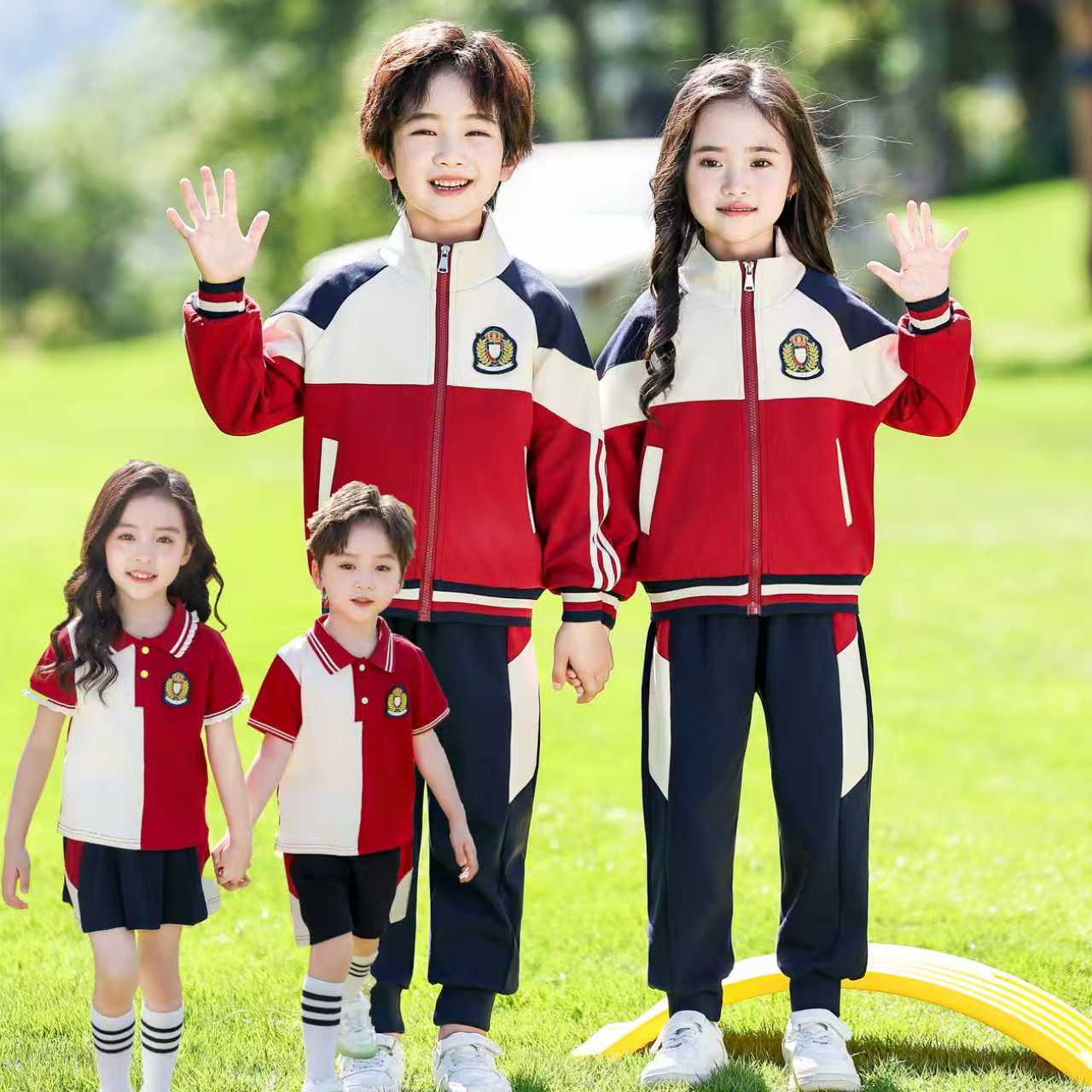 幼儿园园服春秋款棒球服三件套儿童班服小学生校服一年级运动套装