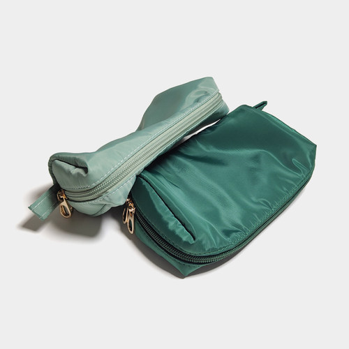 纯色记忆布双拉头笔袋大容量