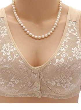 妈妈内衣文胸中老年纯棉胸罩50岁背心式无钢圈大码前扣夏季薄款女