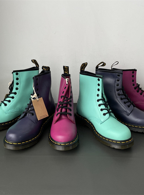 【36-39】原盒！1460彩色橘色红色硬皮光面经典高帮男女8孔马丁靴