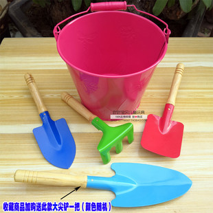 小铲子宝宝户外海边戏水挖玩沙工具 儿童沙滩玩具加厚大号铁桶套装