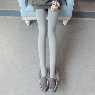 女外穿春秋冬季 加绒加厚连裤 高腰秋裤 棉裤 袜 踩脚保暖裤 灰色打底裤