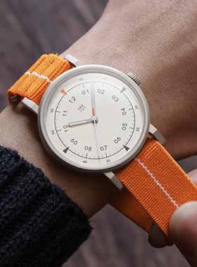 代购Maven MUS-01橙色情侣表小众瑞士石英机芯男女表降落伞带欧