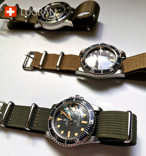 lugran复古军绿色潜水表