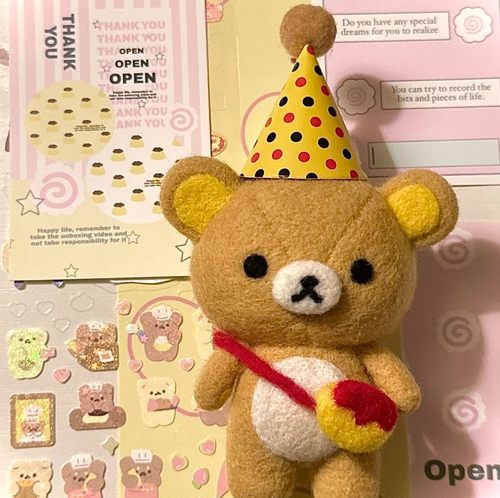 轻松熊羊毛毡戳戳乐diy材料包rilakkuma轻松熊戳戳乐diy材料包