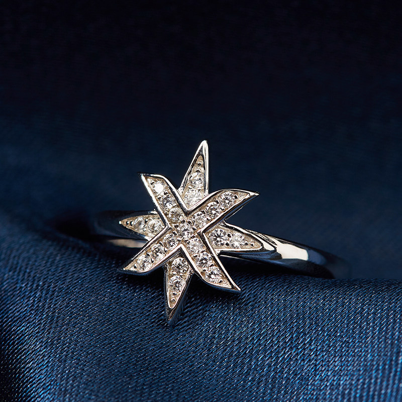 小印时代黑白锆石衍生品戒指