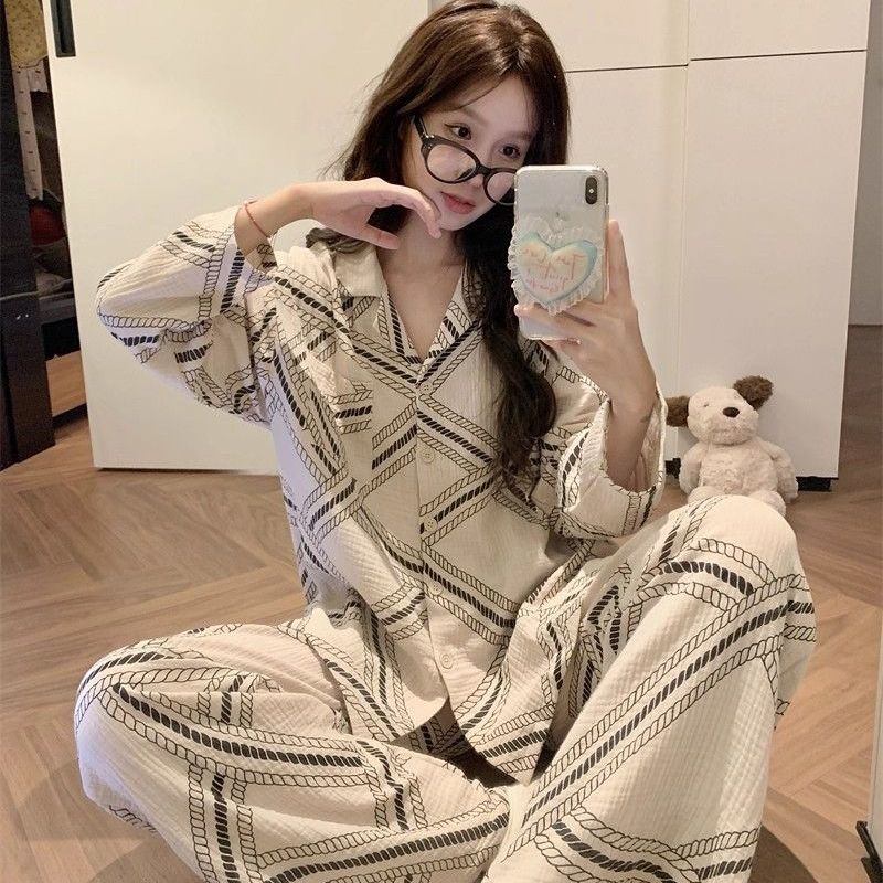 睡衣女春秋季纯棉纱布2025新款