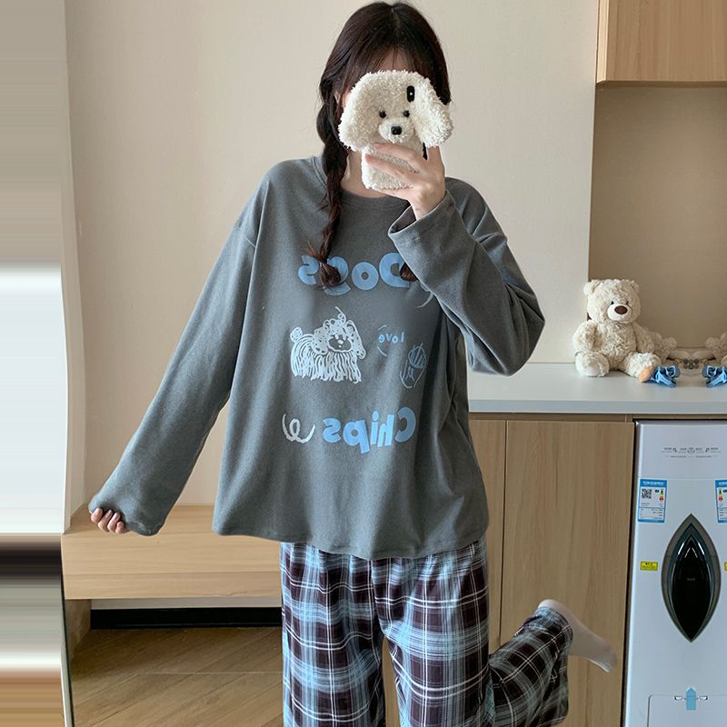 睡衣女款春秋季卡通可爱德绒长袖长裤加厚保暖冬天女士家居服套装