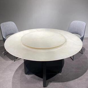 轻奢大理石餐桌圆天然白冰玉红龙玉奢石原石天然玉石室内外墙地面