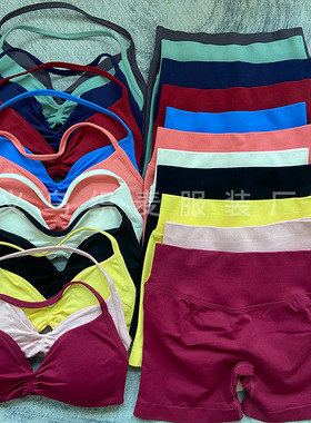 DFYNE速卖通爆款短裤小文胸健身瑜伽高弹力套装女