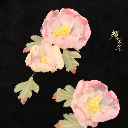 耀如春华 月露 原创设计真丝烫花国风古风头饰发饰汉服配饰