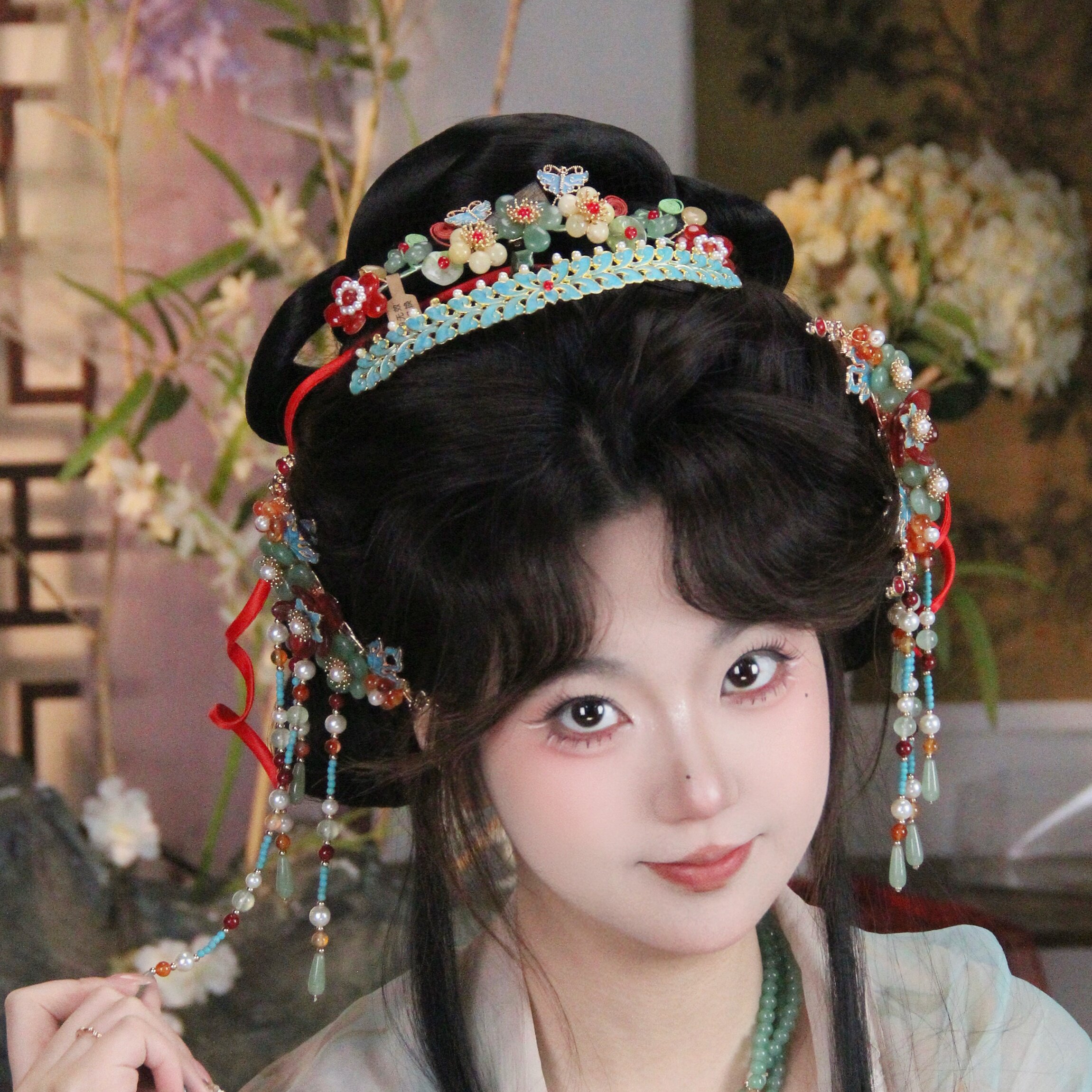 耀如春华青玉案汉服发饰套装图片