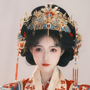 耀如春华 满庭芳 纯铜烧蓝主体古风汉服唐制明制婚服头饰凤冠