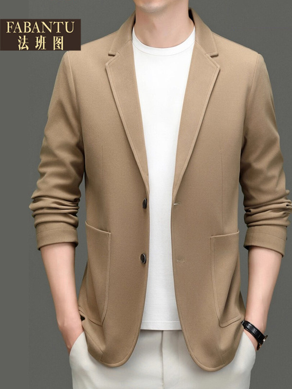2025春秋款韩版修身男士休闲西服垂感抗皱免烫户外百搭西装外套潮
