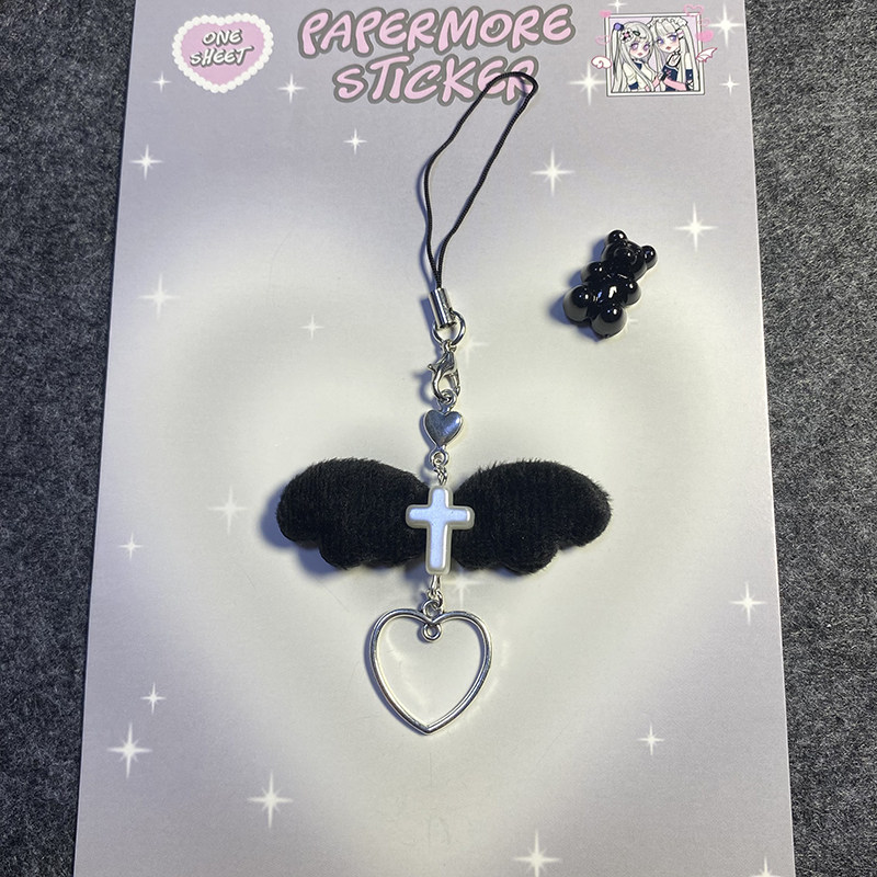 小挂链y2k短款手机链 黑色系咕本卡册挂件 ccd挂链书包挂件钥匙链