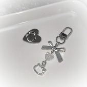 DIY银色蝴蝶挂件ins风咕本链小清新钥匙扣可爱挂件 银色kitty