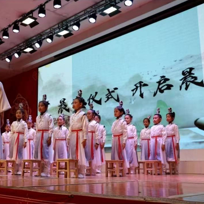 壮志少年行舞蹈演出服中小学生古装儿童汉服国学朗诵上春山表演服