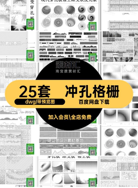 表皮格栅屏风锈板图块格栅渐变铝板格栅dwg屏风冲孔25套CAD铝板