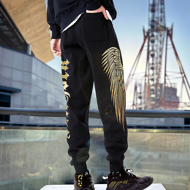 BY闪耀翅膀哥特字母秋季新款卫裤