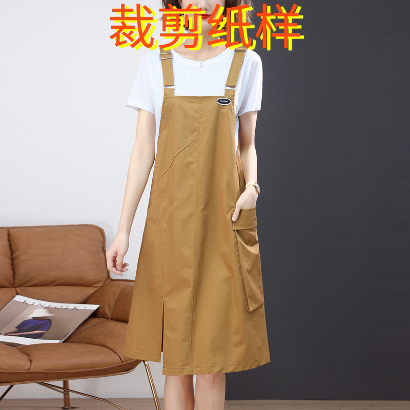 背带连衣裙裁剪纸样夏新款潮长款不规则欧货休闲百搭马甲裙裁剪图