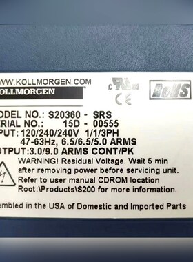 KOLLMORGEN科尔摩根伺服驱动器S20660-SRS议 议价