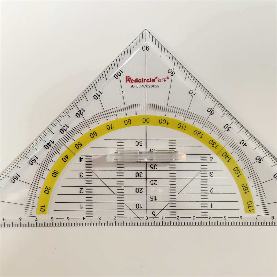 Redcircle红环透明等腰三角尺14CM绘图设计特种三角板22CM量角器