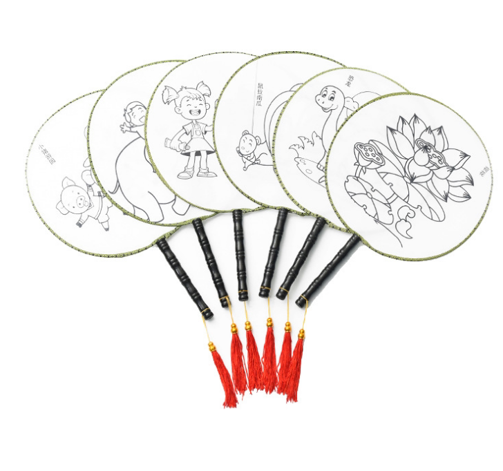 空白团扇diy手绘书法刺绣绢布