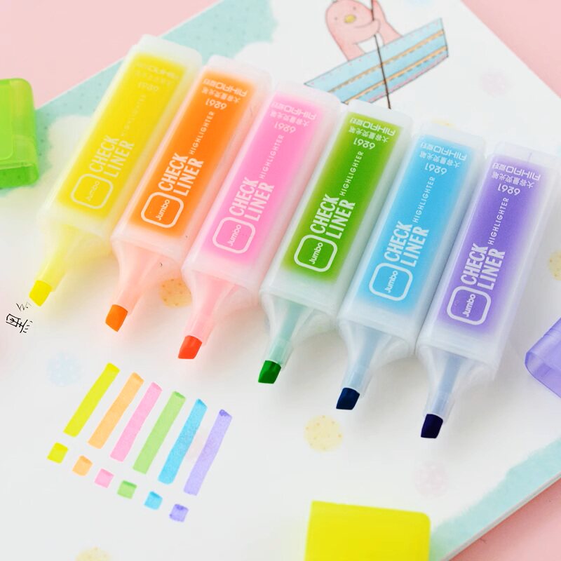 爱好6色荧光笔彩色划重点笔