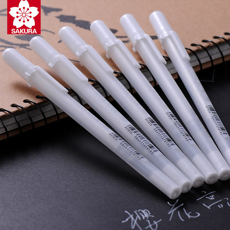 包邮日本樱花高光笔 手绘设计黑卡白线笔 金银色签字笔记号油漆笔