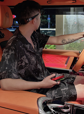 巴洛克欧美风情侣睡衣短袖短裤冰丝潮牌高级感家居服男女款可外穿