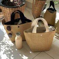ins手提編織包包女2024夏天軟妹竹籃形lo娘包蝴蝶結(jié)草編包森女系