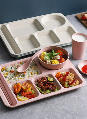小麦秸秆家用分格餐盘上班族食堂