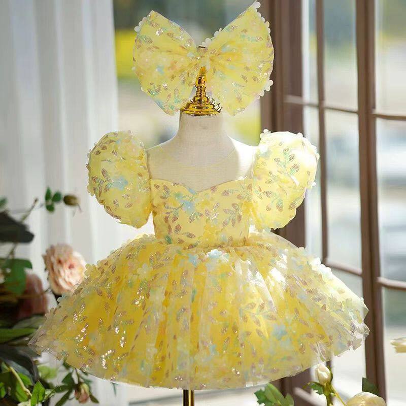 新款儿童舞蹈表演服幼儿园可爱女童蓬蓬裙演出服亮片纱裙公主裙