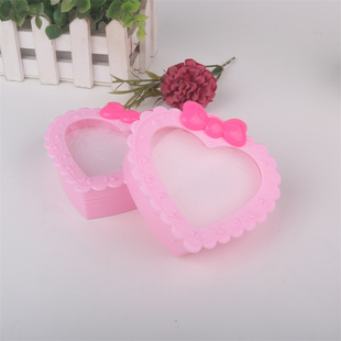 12孔粉色耳钉盒戒指盒首饰蝴蝶结爱心收纳盒饰品配件桃心盒