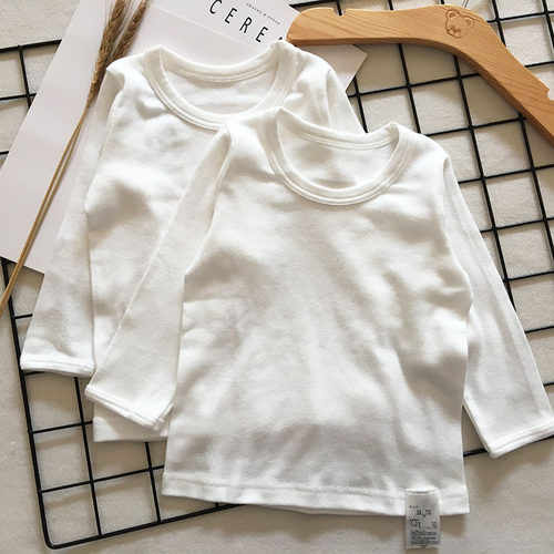 2件装中小童纯白春秋新款打底t恤
