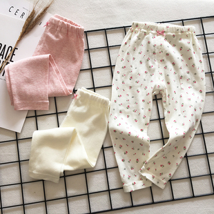 睡裤 薄款 无荧光 纯棉女春秋单条女宝宝全棉衬裤 3条价格儿童秋裤