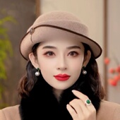 羊毛帽子女秋冬季 卷边礼帽气质百搭修饰脸型渔夫帽高级感贵妇帽