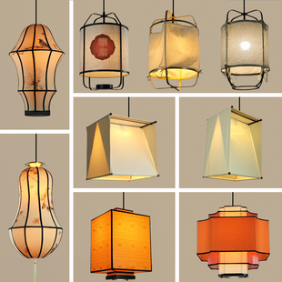 工程餐饮市井火锅店吊灯禅意布艺茶餐厅卡座会所大厅中国风灯定制