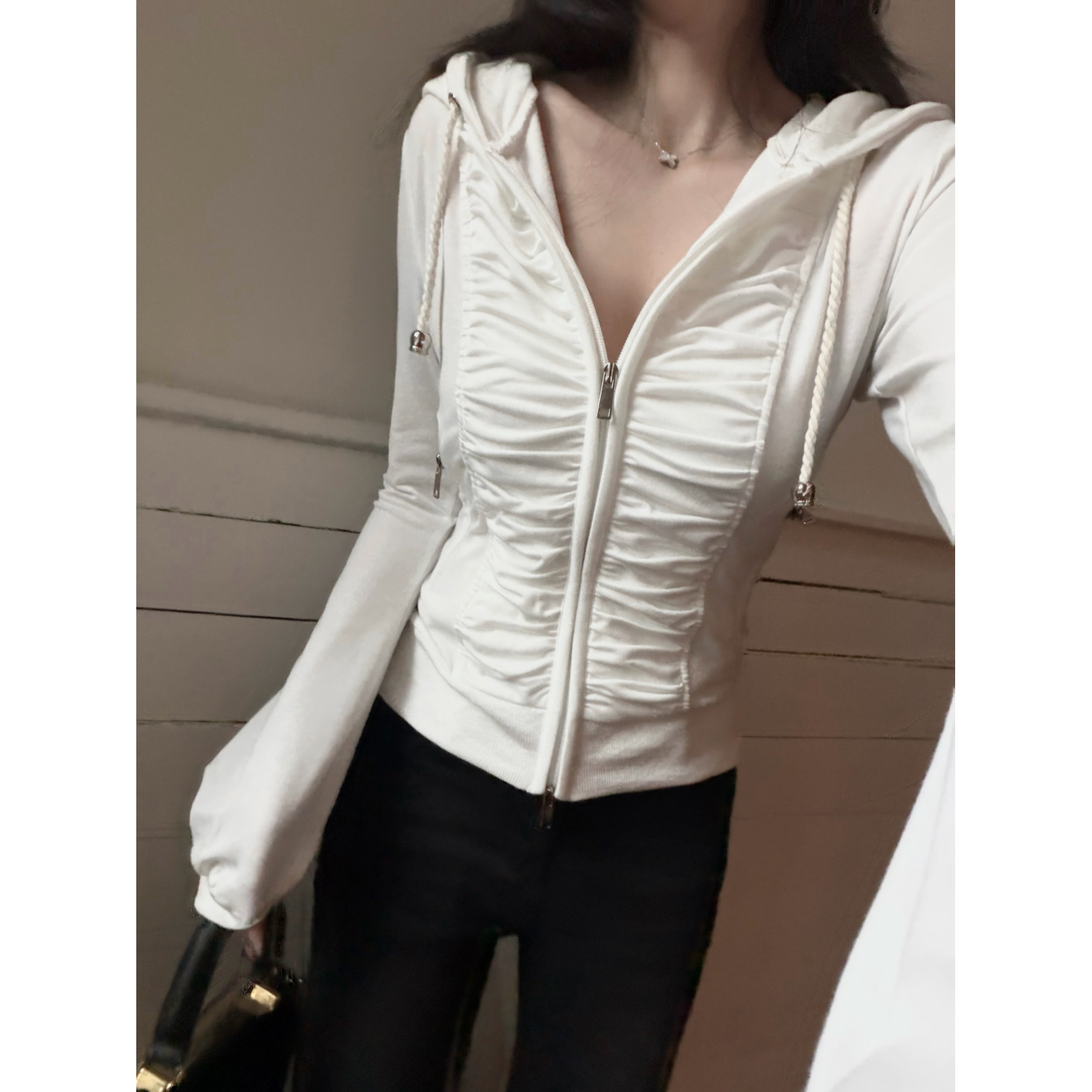 【先加购 会补货】____私服日本古早风 重工褶皱抽绳卫衣