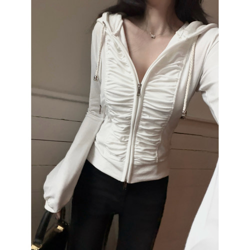 倪拉____私服日本古早风 重工褶皱抽绳卫衣