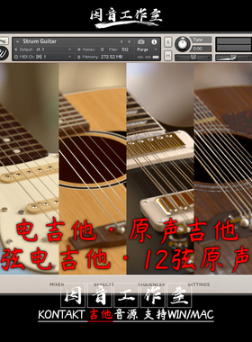 扫弦吉他尤克里里音源电木6弦12弦Strum Guitar/Ukulele/Harmonix