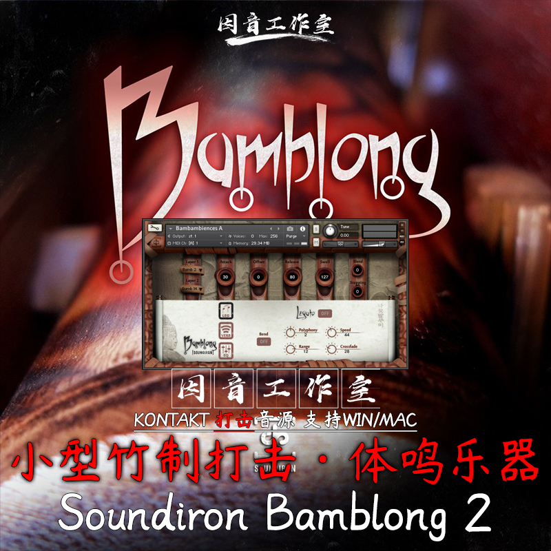 小型竹制打击体鸣乐器Soundiron Bamblong v2圆润清脆kontakt音色