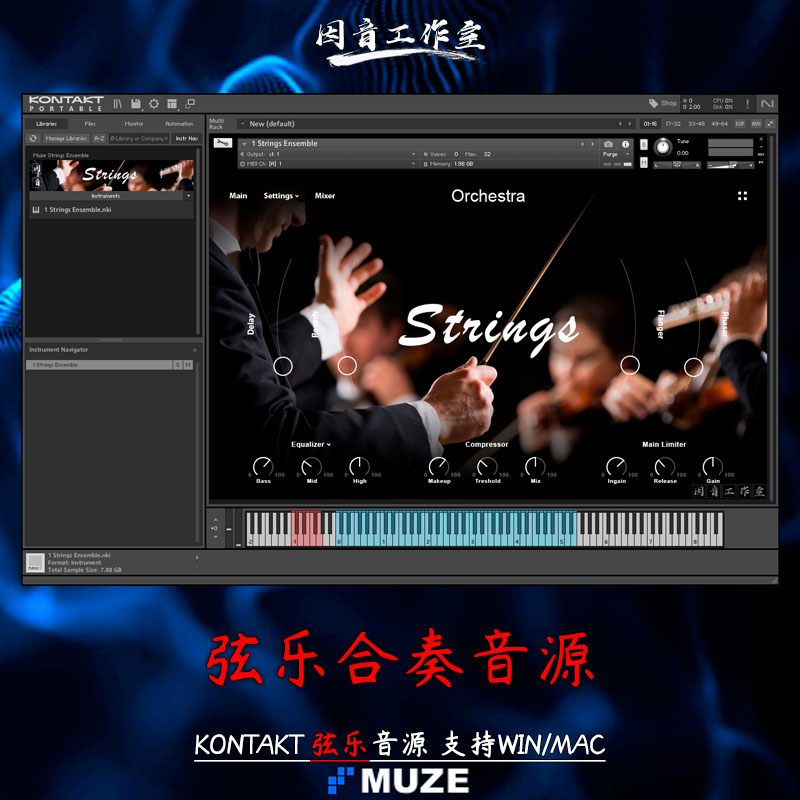 弦乐合奏Muze Strings Ensemble精巧精致的弦乐合奏kontakt音源 乐器/吉他/钢琴/配件 软音源 原图主图